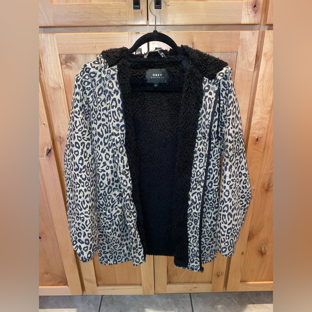 Obey Sienna Leopard print anorak jacket